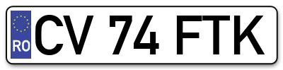 Placuta inmatriculare numar auto  CV-74-FTK, CV 74 FTK, CV74FTK