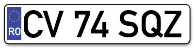 Placuta inmatriculare numar auto  CV-74-SQZ, CV 74 SQZ, CV74SQZ