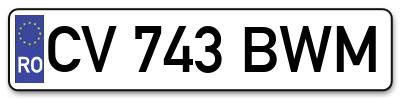 Placuta inmatriculare numar auto  CV-743-BWM, CV 743 BWM, CV743BWM
