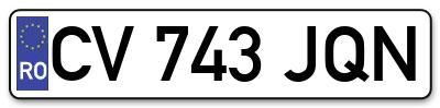 Placuta inmatriculare numar auto  CV-743-JQN, CV 743 JQN, CV743JQN