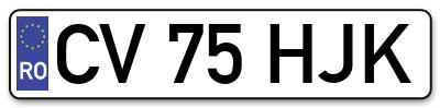 Placuta inmatriculare numar auto  CV-75-HJK, CV 75 HJK, CV75HJK