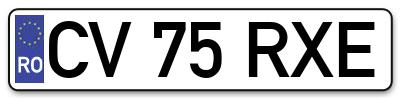 Placuta inmatriculare numar auto  CV-75-RXE, CV 75 RXE, CV75RXE
