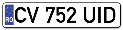 Placuta inmatriculare numar auto  CV-752-UID, CV 752 UID, CV752UID