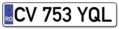 Placuta inmatriculare numar auto  CV-753-YQL, CV 753 YQL, CV753YQL