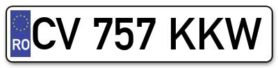 Placuta inmatriculare numar auto  CV-757-KKW, CV 757 KKW, CV757KKW