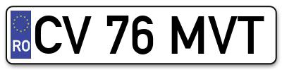 Placuta inmatriculare numar auto  CV-76-MVT, CV 76 MVT, CV76MVT