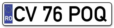 Placuta inmatriculare numar auto  CV-76-POQ, CV 76 POQ, CV76POQ