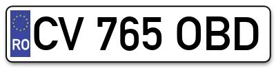Placuta inmatriculare numar auto  CV-765-OBD, CV 765 OBD, CV765OBD