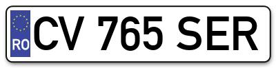 Placuta inmatriculare numar auto  CV-765-SER, CV 765 SER, CV765SER