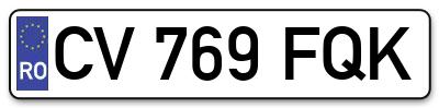 Placuta inmatriculare numar auto  CV-769-FQK, CV 769 FQK, CV769FQK