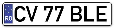 Placuta inmatriculare numar auto  CV-77-BLE, CV 77 BLE, CV77BLE