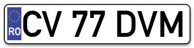 Placuta inmatriculare numar auto  CV-77-DVM, CV 77 DVM, CV77DVM