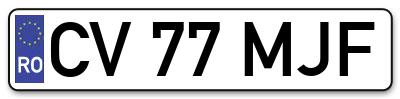Placuta inmatriculare numar auto  CV-77-MJF, CV 77 MJF, CV77MJF