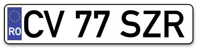 Placuta inmatriculare numar auto  CV-77-SZR, CV 77 SZR, CV77SZR