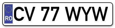 Placuta inmatriculare numar auto  CV-77-WYW, CV 77 WYW, CV77WYW