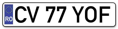Placuta inmatriculare numar auto  CV-77-YOF, CV 77 YOF, CV77YOF