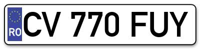 Placuta inmatriculare numar auto  CV-770-FUY, CV 770 FUY, CV770FUY