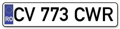 Placuta inmatriculare numar auto  CV-773-CWR, CV 773 CWR, CV773CWR