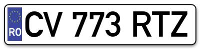 Placuta inmatriculare numar auto  CV-773-RTZ, CV 773 RTZ, CV773RTZ