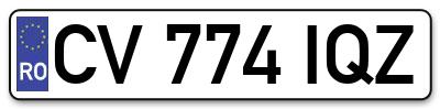Placuta inmatriculare numar auto  CV-774-IQZ, CV 774 IQZ, CV774IQZ