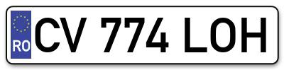 Placuta inmatriculare numar auto  CV-774-LOH, CV 774 LOH, CV774LOH