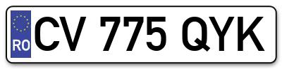 Placuta inmatriculare numar auto  CV-775-QYK, CV 775 QYK, CV775QYK