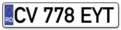 Placuta inmatriculare numar auto  CV-778-EYT, CV 778 EYT, CV778EYT