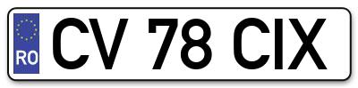 Placuta inmatriculare numar auto  CV-78-CIX, CV 78 CIX, CV78CIX