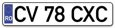 Placuta inmatriculare numar auto  CV-78-CXC, CV 78 CXC, CV78CXC