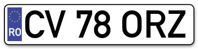 Placuta inmatriculare numar auto  CV-78-ORZ, CV 78 ORZ, CV78ORZ