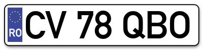 Placuta inmatriculare numar auto  CV-78-QBO, CV 78 QBO, CV78QBO