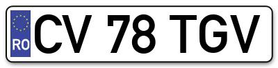 Placuta inmatriculare numar auto  CV-78-TGV, CV 78 TGV, CV78TGV