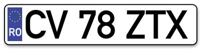 Placuta inmatriculare numar auto  CV-78-ZTX, CV 78 ZTX, CV78ZTX