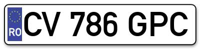 Placuta inmatriculare numar auto  CV-786-GPC, CV 786 GPC, CV786GPC