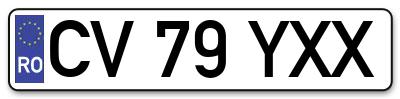 Placuta inmatriculare numar auto  CV-79-YXX, CV 79 YXX, CV79YXX
