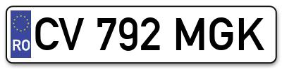 Placuta inmatriculare numar auto  CV-792-MGK, CV 792 MGK, CV792MGK