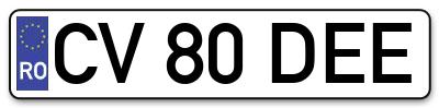 Placuta inmatriculare numar auto  CV-80-DEE, CV 80 DEE, CV80DEE