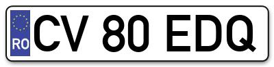 Placuta inmatriculare numar auto  CV-80-EDQ, CV 80 EDQ, CV80EDQ