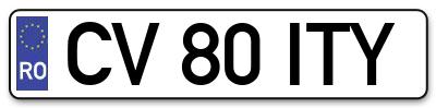 Placuta inmatriculare numar auto  CV-80-ITY, CV 80 ITY, CV80ITY