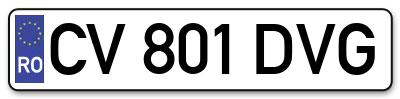 Placuta inmatriculare numar auto  CV-801-DVG, CV 801 DVG, CV801DVG