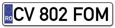 Placuta inmatriculare numar auto  CV-802-FOM, CV 802 FOM, CV802FOM