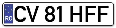 Placuta inmatriculare numar auto  CV-81-HFF, CV 81 HFF, CV81HFF
