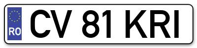 Placuta inmatriculare numar auto  CV-81-KRI, CV 81 KRI, CV81KRI