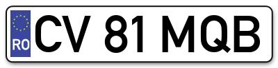 Placuta inmatriculare numar auto  CV-81-MQB, CV 81 MQB, CV81MQB