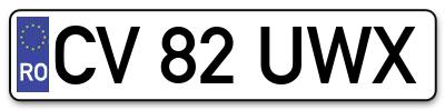 Placuta inmatriculare numar auto  CV-82-UWX, CV 82 UWX, CV82UWX