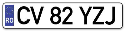 Placuta inmatriculare numar auto  CV-82-YZJ, CV 82 YZJ, CV82YZJ