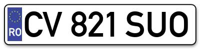 Placuta inmatriculare numar auto  CV-821-SUO, CV 821 SUO, CV821SUO