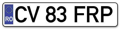 Placuta inmatriculare numar auto  CV-83-FRP, CV 83 FRP, CV83FRP