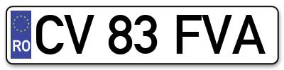 Placuta inmatriculare numar auto  CV-83-FVA, CV 83 FVA, CV83FVA