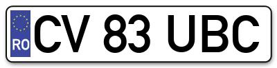 Placuta inmatriculare numar auto  CV-83-UBC, CV 83 UBC, CV83UBC